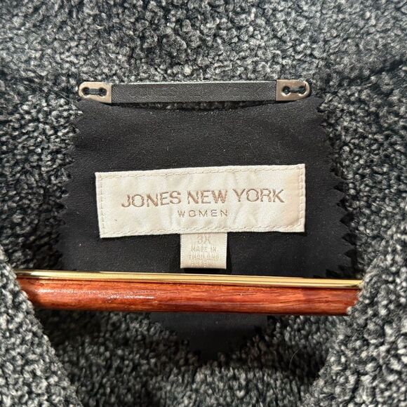 Jones NY Black Sherpa Faux Suede Jacket Coat Women’s size 3X Black - Picture 5 of 6